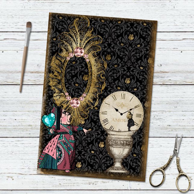 Vintage Alice in Wonderland Whimsical Clock Tissue Paper (Creator Uploaded)