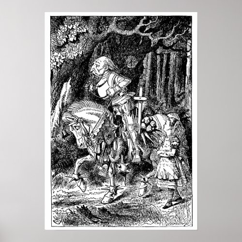 Vintage Alice in Wonderland White Knight on Horse Poster