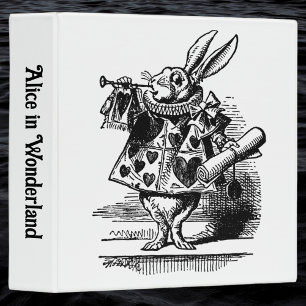 Vintage Alice in Wonderland White Rabbit as Herald 3 Ring Binder