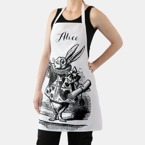 Vintage Alice in Wonderland White Rabbit as Herald Apron