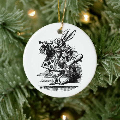 Vintage Alice in Wonderland White Rabbit as Herald Ceramic Ornament