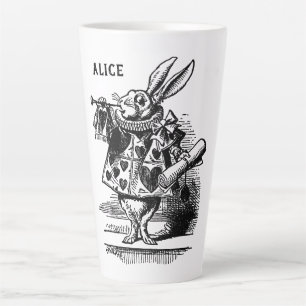Vintage Alice in Wonderland White Rabbit as Herald Latte Mug