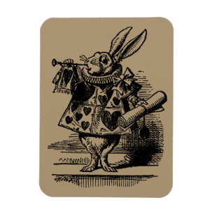 Vintage Alice in Wonderland White Rabbit as Herald Magnet