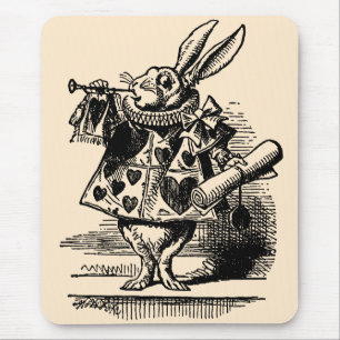 Vintage Alice in Wonderland White Rabbit as Herald Mouse Pad