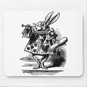 Vintage Alice in Wonderland White Rabbit as Herald Mouse Pad