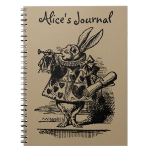 Vintage Alice in Wonderland White Rabbit as Herald Notebook