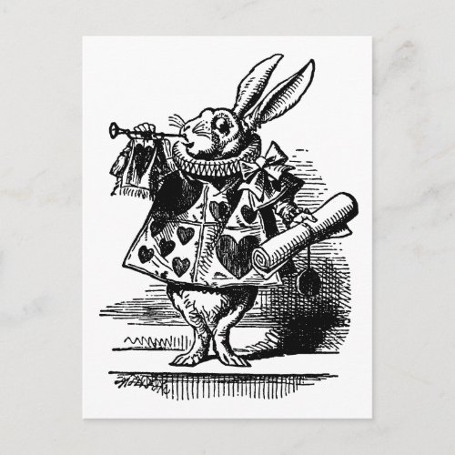 Vintage Alice in Wonderland White Rabbit as Herald Postcard
