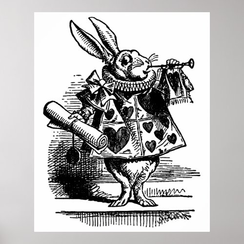 Vintage Alice in Wonderland White Rabbit as Herald Poster