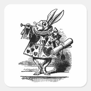 Vintage Alice in Wonderland White Rabbit as Herald Square Sticker