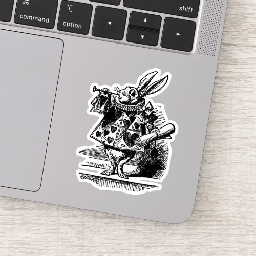 Vintage Alice in Wonderland White Rabbit as Herald Sticker