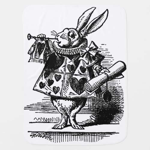 Vintage Alice in Wonderland White Rabbit as Herald Stroller Blanket