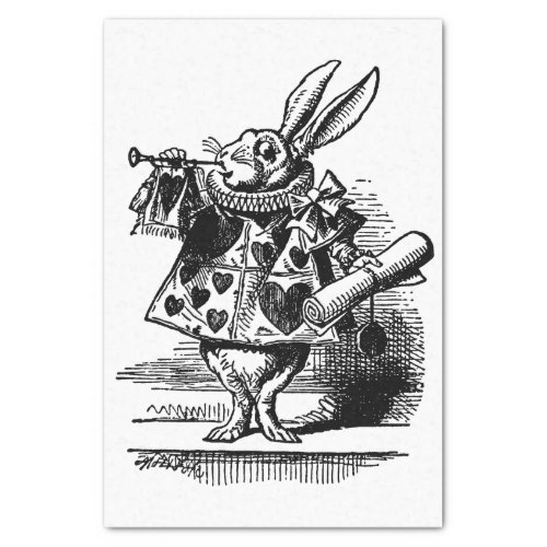 Vintage Alice in Wonderland White Rabbit as Herald Tissue Paper