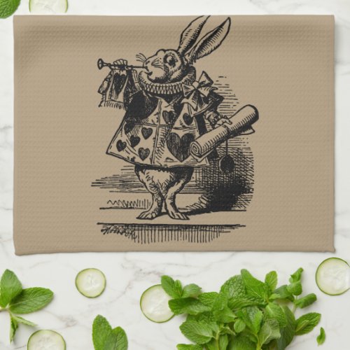 Vintage Alice in Wonderland White Rabbit as Herald Towel