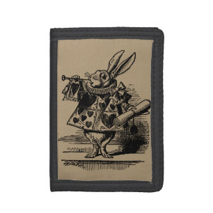 Vintage Alice in Wonderland White Rabbit as Herald Tri-fold Wallet