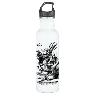Vintage Alice in Wonderland White Rabbit as Herald Water Bottle