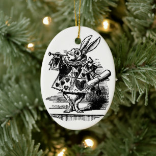 Vintage Alice in Wonderland, White Rabbit Ceramic Ornament