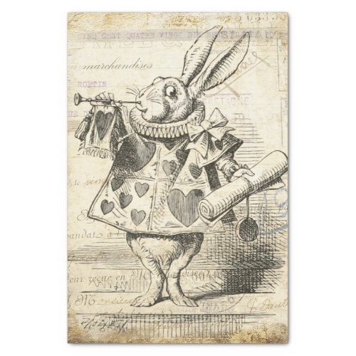 Vintage Alice in Wonderland White Rabbit Decoupage Tissue Paper