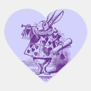 Vintage Alice in Wonderland White Rabbit Heart Sticker