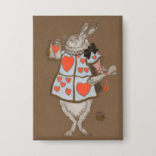 Vintage Alice in Wonderland White Rabbit Herald Button