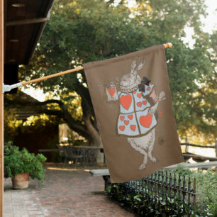 Vintage Alice in Wonderland White Rabbit Herald House Flag