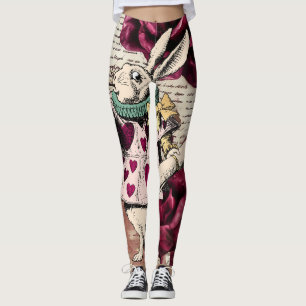 Vintage Alice in Wonderland White Rabbit Leggings
