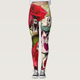 Vintage Alice in Wonderland White Rabbit Leggings
