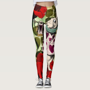Vintage Alice in Wonderland White Rabbit Leggings