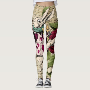Vintage Alice in Wonderland White Rabbit Leggings