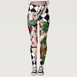 Vintage Alice in Wonderland White Rabbit Leggings