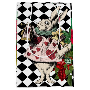 Vintage Alice in Wonderland White Rabbit  Medium Gift Bag