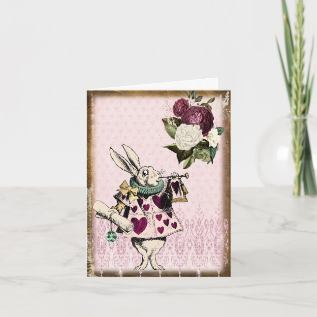 Vintage Alice in Wonderland White Rabbit Note Card (Front)