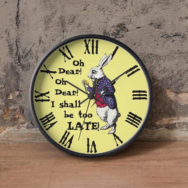 Vintage Alice in Wonderland White Rabbit Novelty Wall Clock (Follow the white rabbit and you shall never be too late!)