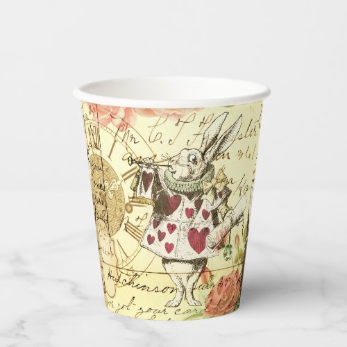Vintage Alice in Wonderland White Rabbit  Paper Cups