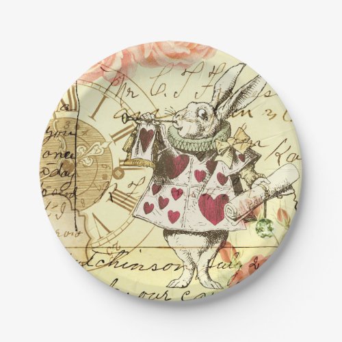 Vintage Alice in Wonderland White Rabbit Paper Plates