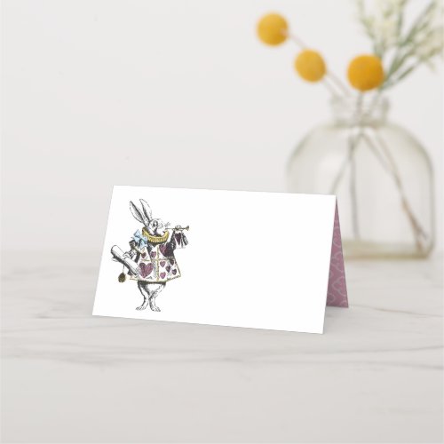 Vintage Alice in Wonderland White Rabbit Pink Place Card