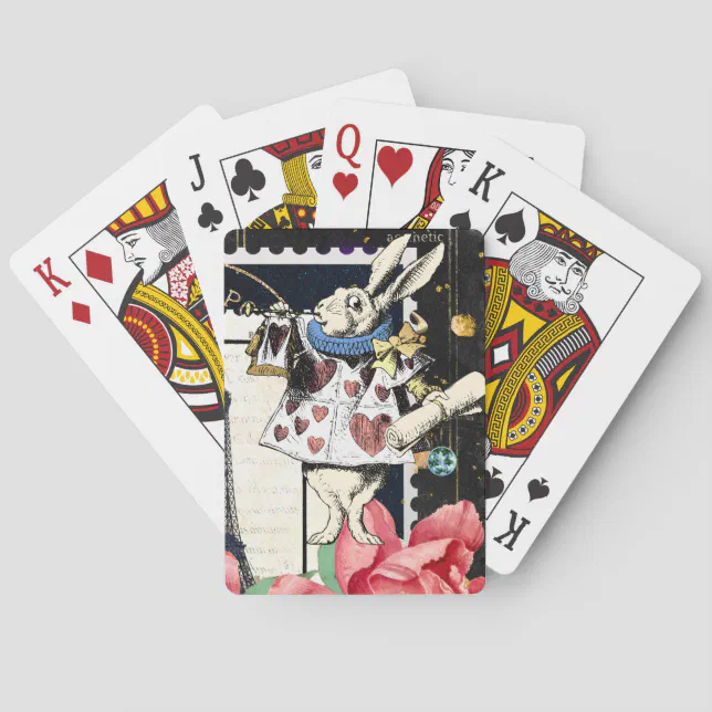 Vintage Alice in Wonderland White Rabbit Poker Cards | Zazzle