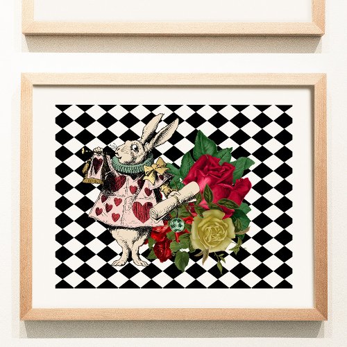 Vintage Alice in Wonderland White Rabbit Poster