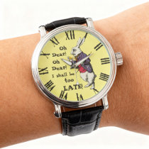 Vintage Alice in Wonderland White Rabbit Quote Watch