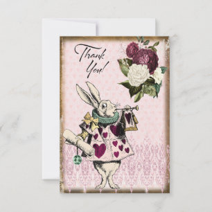 Vintage Alice in Wonderland White Rabbit Thank You Card