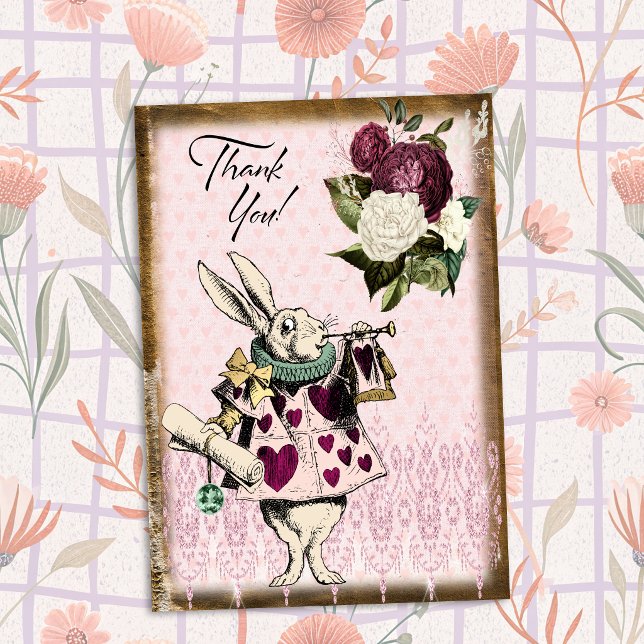Vintage Alice in Wonderland White Rabbit Thank You Card (Creator Uploaded)