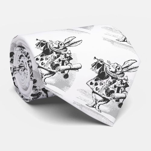 Vintage Alice in Wonderland White Rabbit Tie