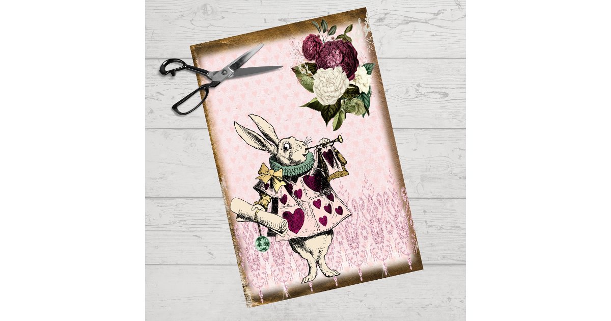 White Rabbit Tissue Vintage Alice in Wonderland White Rabbit Tissue Paper | Zazzle