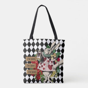 Vintage Alice in Wonderland White Rabbit Tote Bag