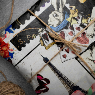 Vintage Alice in Wonderland White Rabbit Wrapping Paper Sheets