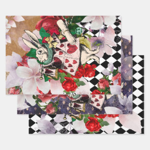 Vintage Alice in Wonderland White Rabbit Wrapping Paper Sheets