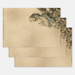 Vintage Alice in Wonderland with Animals Wrapping Paper Sheets
