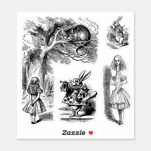 Vintage Alice in Wonderland with White Rabbit Sticker