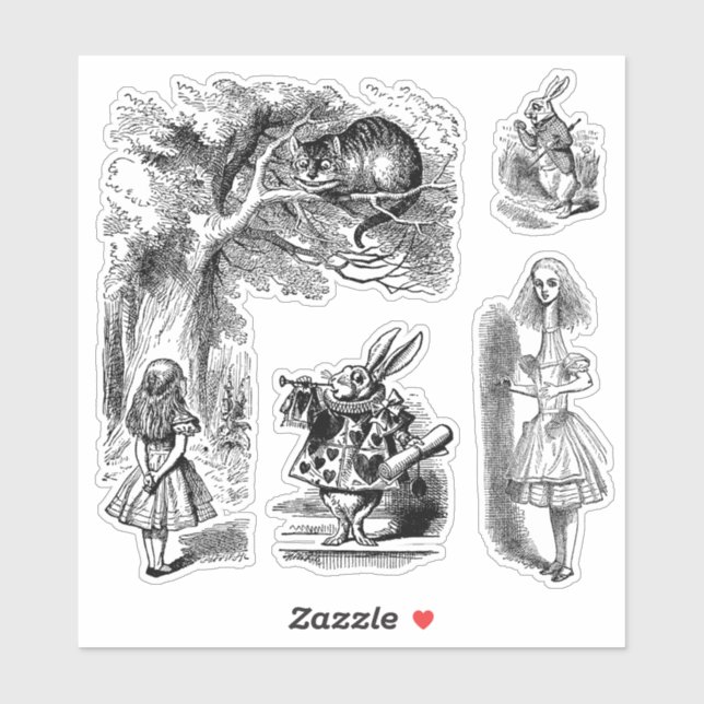 Vintage Alice in Wonderland with White Rabbit Sticker (Sheet)