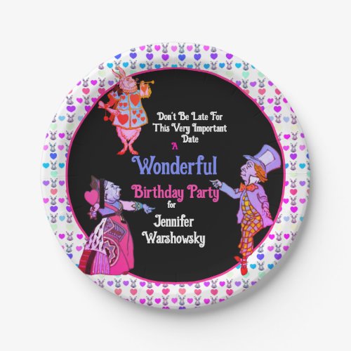 Vintage Alice in Wonderland Wonderful Birthday  Paper Plates