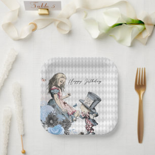 Vintage Alice & Mad Hatter Customizable Paper Plates